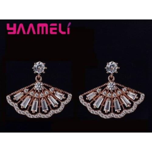 Trendy Fan Shaped Earrings For Women Jewelry Acdessory 925 Sterling Silver Big Dangle Earrings Free Shipping