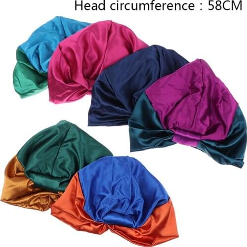 Hot Sale 1pc Silk Salon Bonnet Women Sleep Shower Cap Bath Towel Hair Dry Quick Elastic Hair Care Bonnet Head Wrap Hat 11 Color