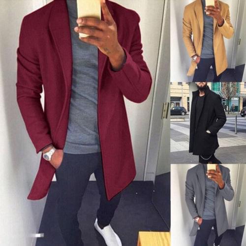 Autumn Winter Men Coat Fashion Wool Peacoat Winter Warm Long Trench Coat Top Overcoat Manteau Homme Mantel Herren