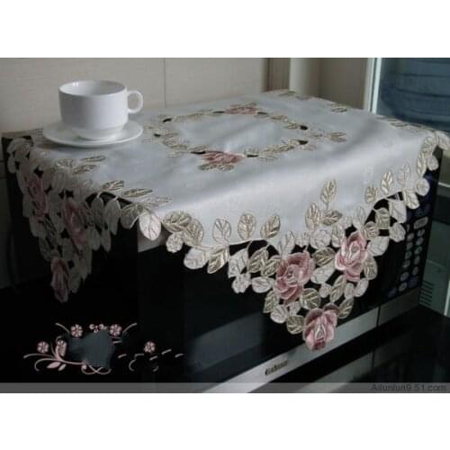 Gorgeous rose series Rural cloth art Chinese embroidery 60*60cm Microwave oven dust cover The tablecloth Cover towel