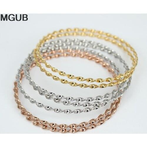 High quality 7pcs/set Classic Tricolor simple bracelets & Bangles stainless steel jewelry for women LH58