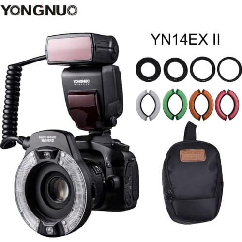 Yongnuo YN14EX II Macro LED Ring Flash Light M TTL Flash with 4 Adapter Ring for Canon 5D4 1DX2 5Dsr 750D 6d2 DSLR Camera