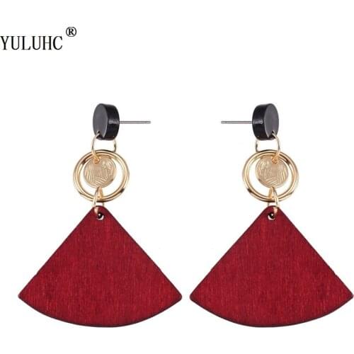 YULUCH New Design Natural Wooden Stud Earrings DIY Geometric Two Design Wooden Stud Earrings For Woman Girls Party Prom Gifts