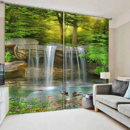 Customized size Luxury Blackout 3D Window Curtains For Living Room nature scenery waterfall curtains Decoration curtains