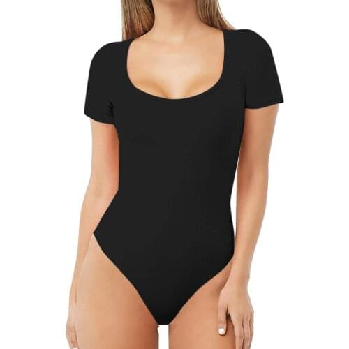 Womens Short Sleeved Bodysuit Casual Comfort Scoop Neck Basic Jumpsuit Body Mujer Plus Size Skinny Bottoming Bodycon Bodysuits