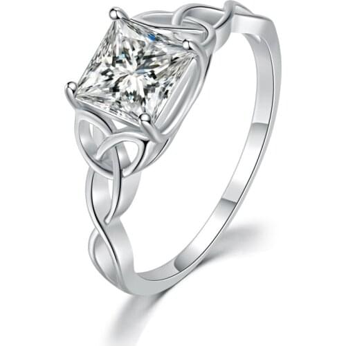 Classic Sterling 925 Silver Color Ring 4 Claws AAA Zircon Stone Diamond Ring for Women Engagement Wedding Ring Fine Jewelry