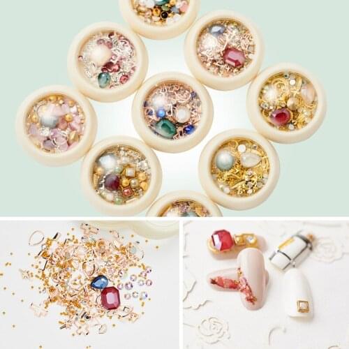 1pcs High Quality New Mocha Rhinestone Mixed Glass Pearl Alloy Rhinestone 3D Charm DIY Nail Art Jewelry Decoration