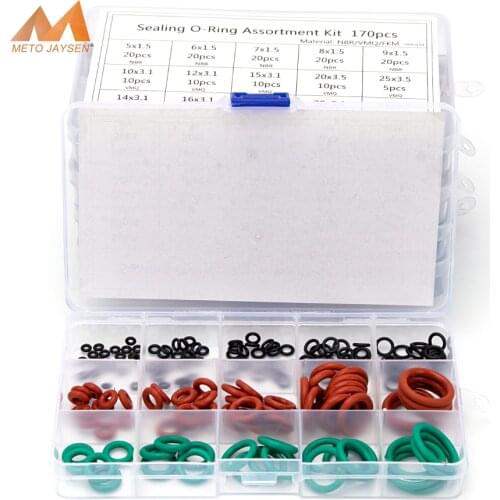 125-150-225-279-300pcs Sealing O-ring Silicone NBR VMQ FKM Red Black White Green Gasket Replacement CS 1.5mm 2.4mm 3.1mm S24
