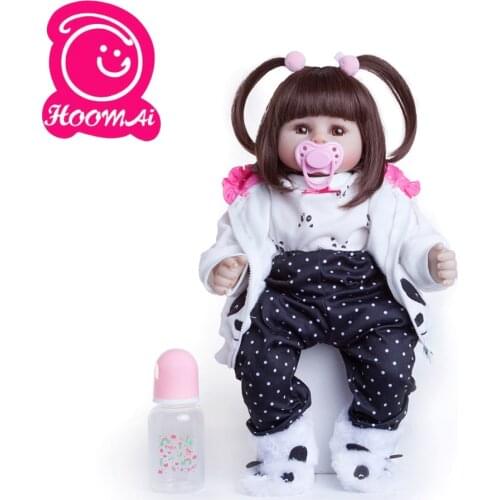 18"48CM Toddle Doll Full Body Lovely Baby Smooth Vinyl Body Bebe Hair Toy Doll Soft Silicone Realistic Toys for Children Baby