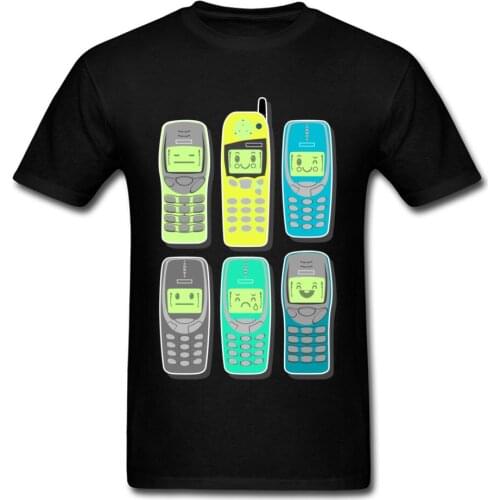 2018 Funny Japan Anime T Shirt Men Vintage Mobile Phones Pattern Cute Tops Tee Shirts Cotton Summer Clothing T-shirt