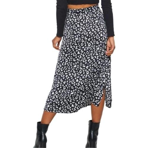 2021 Sexy Leopard Wrap Skirt Print Chiffon Split Skirt Casual Fashion Long Skirts for Women Spring Summer Clothes Zipper Skirt