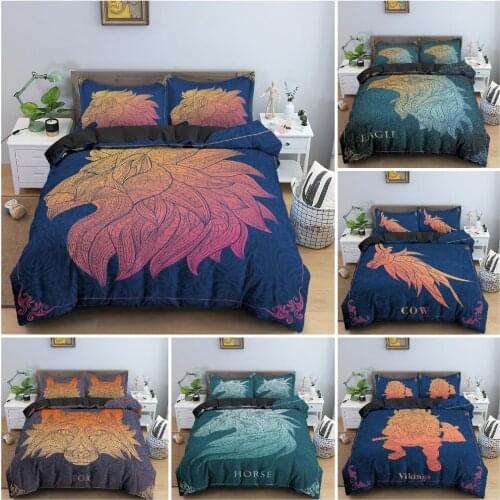 3D Animals Head Pattern Duvet Cover Bedroom Decor Bedding Set Soft Cozy Quilt Cover Bedclothes King Twin Home Textile