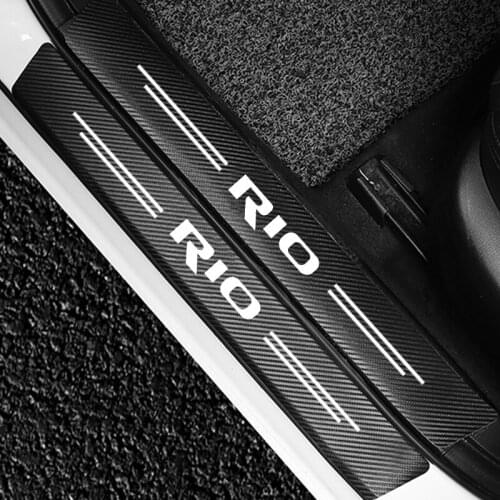 4PCS For Kia Rio 2 3 4 5 2021 2020 2019 2018 2017 2016 2015 2014 2013 2012 2011 Car Door Sill Scuff Plate Carbon Fiber Stickers