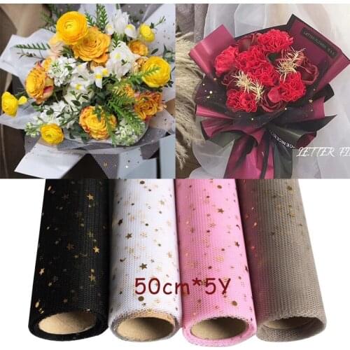 50cm*5 yard Korean DIY Flower Wrapping Mesh Gift Packaging Material Bouquet Florist Supplies Kraft Paper Wedding Decoration