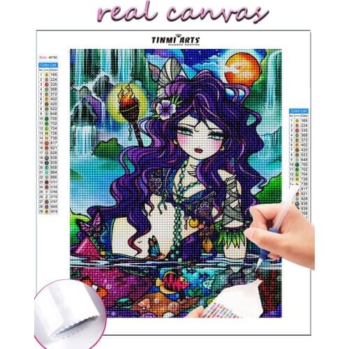 5D DIY Diamond Painting Kits Full Round AB Drill Cartoon Girl Flowers Embroidery Mosaic Home Decor