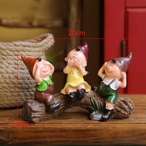 American Sitting Old Tree No See No Say No Listen Cute Doll Resin Accessories Home Livngroom Table Figurines Crafts Decoration