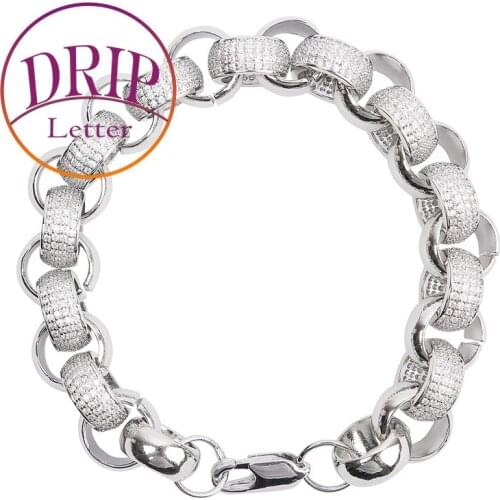 11mm Bracelet Silver Color Link Chain For Men Women Hip Hop Jewelry