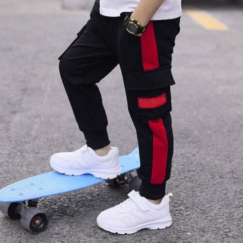 Children Pants Boys Sports Pants Spring Teenage Trousers Kids Casual Pants for Girl Boy Clothes Side Stripe Cargo Pants for Boys