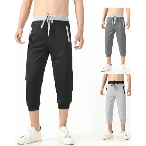 New Style Hot-Selling Mans Summer Casual Fashion Sweatpants Fitness Splicing collision color straight tube cropped trousers