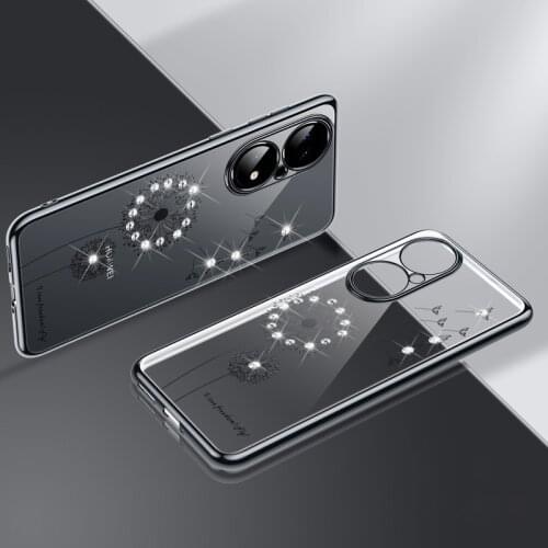Diamond Dandelion Phone Case For Huawei P40 P30 Mate40 Mate30 Nova8 Honor50 Luxury Plating Shockproof Back Cover