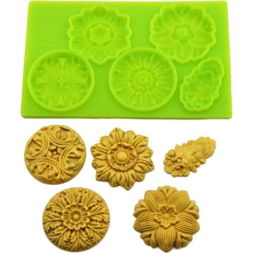 Flowers shaped fondant cake borde decoration silicone mold handmade soap chocolate candy jelly sugarcraft mold