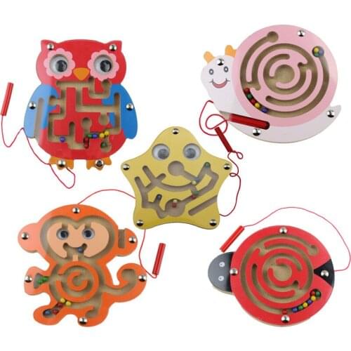 Baby Wooden Toy Montessori Toys Children Magnetic Maze Balance Board Wood Game Maze Puzzle Labyrinth Kids Toys 0-12 Months
