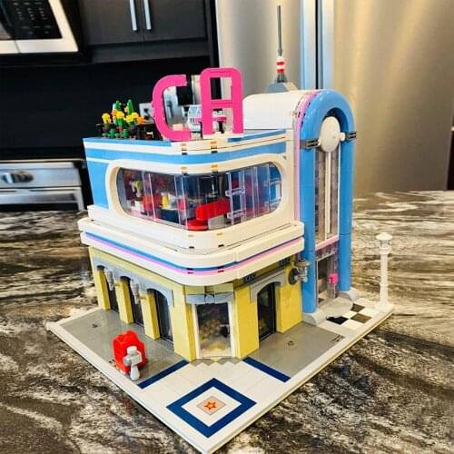 Ideas creatoring Expert Street View Downtown Diner California 2013PCS Moc Modular Brick Model Building Block Toy Downtown Diner