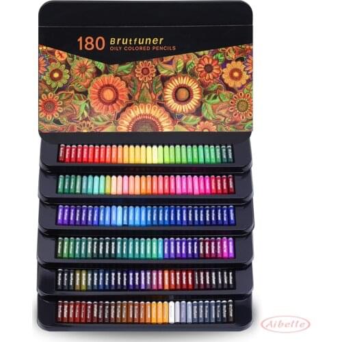 Aibelle 72/120/180 Colors Colored Pencils Professional Soft Bold Cores Oil Color Pencil for Drawing Art Sketch Coloring Tin Box