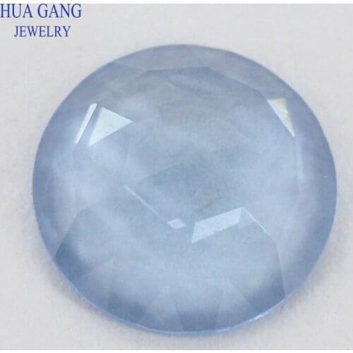 Round Shape Light Blue Rose Cut Glass Beads Stones Flat Bottom Loose Glass Gems 8mm Wholesale Beads For Jewelry Making