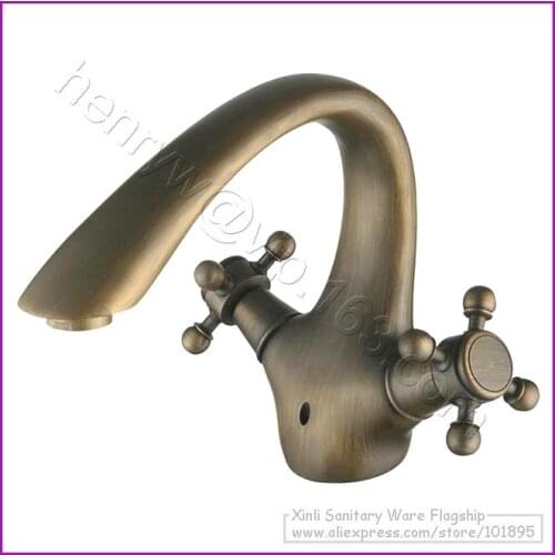 L15068 - Luxury Deck Mounted Bronze Color Brass Double Handle Lavatory Tap