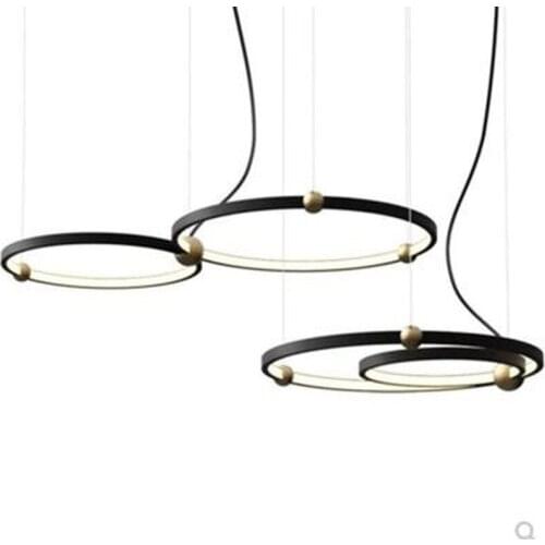 Fashion Indoor Lighting Modern LED Pendant Lamp Rings Suspension Luminaire Black New Light Fixture Home Art Deco Hanging Lights