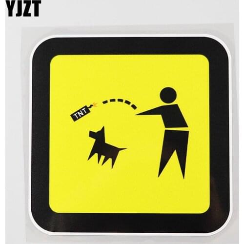 YJZT 12.9CM×12.9CM Dynamite Dog Warning Sign Funny Humor PVC Decal Car Sticker 12C-0245