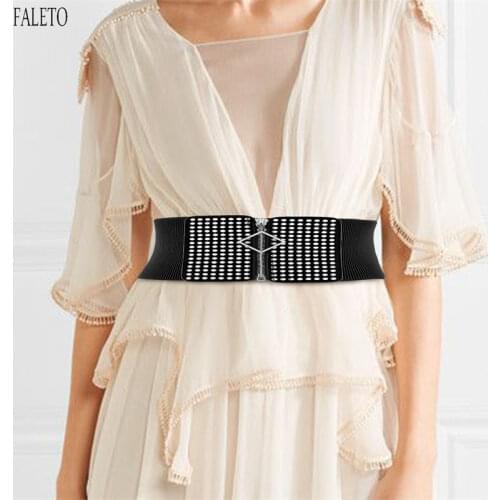 Faleto Newest Women Wide Elastic Waist Belt Cinch Stretch Fashion Waistband Stretchy Dress Belt Band Wrap Vintage Lady Dresses