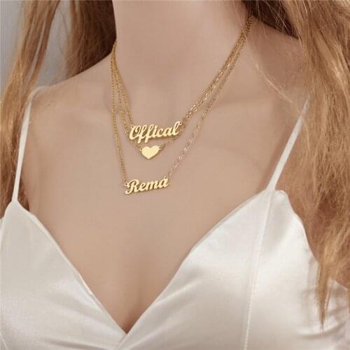 Custom Name Necklace Stainless Steel Multi-layer Personalized Letter Heart Necklace Piercing DIY Custom Pendant Jewelry For Gift