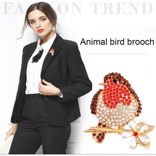 Cartoon Animal Bird Brooch Crystal Animal Brooches Accessories Elegant Gift Christmas Pins For Women Jewelry V3C9