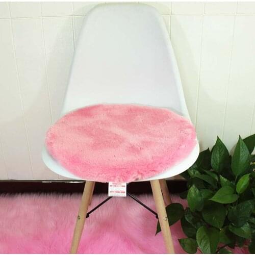 Artificial Wool Seat Back Cushion Round Faux Fur Sofa Pad Red Gray Black White Tatami Mat Office Game Chair Cushions