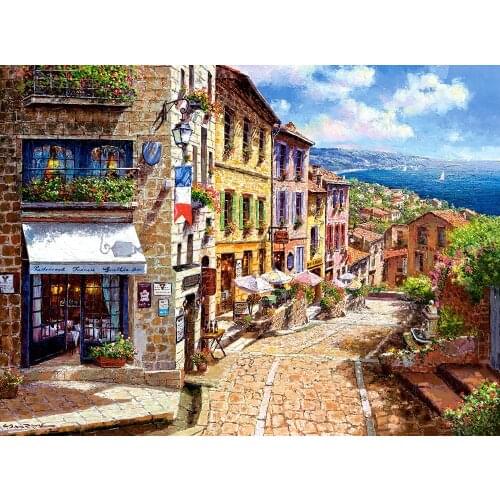 Seaside town scenery Handmade Needlework Embroidery kits DIY Cross Stitch Kits Crafts 14CT Unprinted Home Decor wall Arts