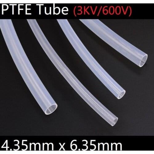 PTFE Tube White ID 4.35mm x 6.35mm OD F46 Insulated Heat Protect Transmit Hose Rigid Temperature Corrosion Resistance 600V