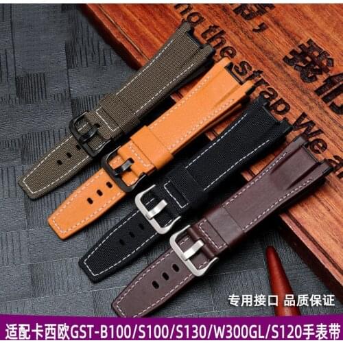 Watch Band Nylon Strap for Casio G-SHOCK MTG-B1000 D-B1000B-1A Wristband Bracelet Genuine Leather Man 26*14mm