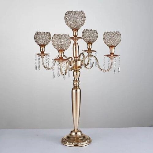 Luxury wedding crystal 5 arms candelabras, metal candle holder, crystal wedding table centerpiece wedding Decoration