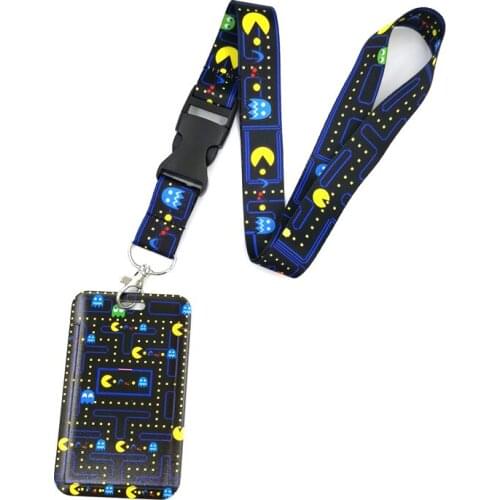 Cartoon Game Lanyard Credit Card ID Holder Bag Student Women Travel Card Cover Badge Car Keychain Decorations