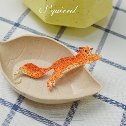 Cute Jumping Squirrel Embroidered Patch Iron on Applique Animal Patches Shirt Bag Patchwork Fabric for Clothing DIY Patches