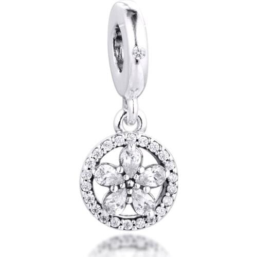Sparkling Snowflake Dangle Charm Christmas Gift Jewelry Components 100% Real S925 Sterling Silver Charms for Jewelry Making