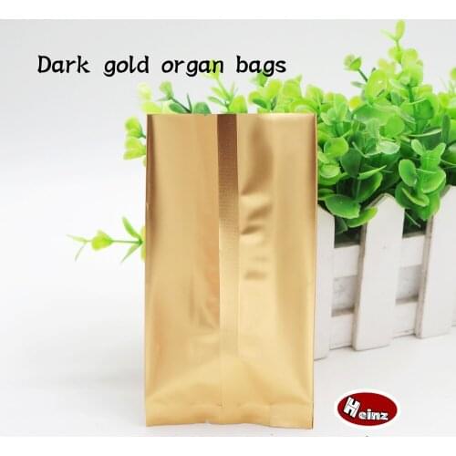 Dark gold foil organ bag/Food grade material/Coffee Bean Packaging Bags Tea Bags. Spot 100/ package