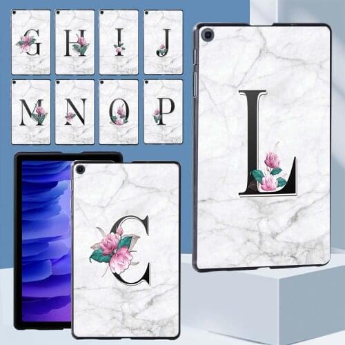 Slim Tablet Case for Samsung Galaxy Tab A7 10.4 Inch T500/T505 Initial Name Pattern Durable Back Case + Free Stylus