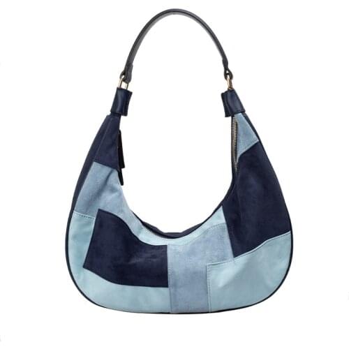 European And American Fashion Retro Color Matching Frosted Crescent Bag Autumn / Winter 2020 New One Shoulder Underarm Bag