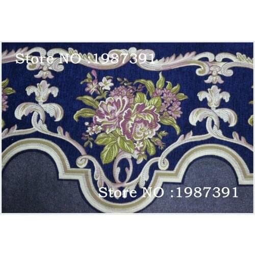 High quality 1M/lot Woven Jacquard Ribbon 36cm dark blue blackground red flowers pattern for curtain LS-4915