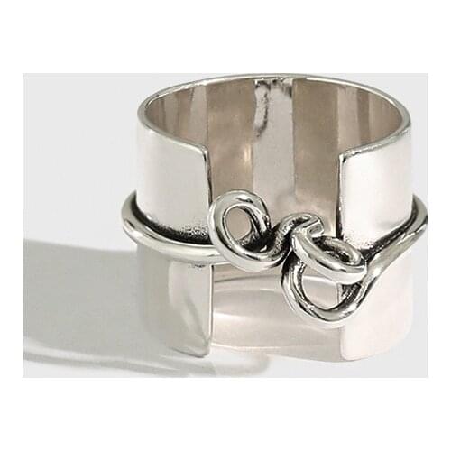 XIHA Wide Large 925 Sterling Silver Rings for Women Knot Twisted Big Thumb Ring Retro Vintage Punk Hiphop S925 Silver Jewelry
