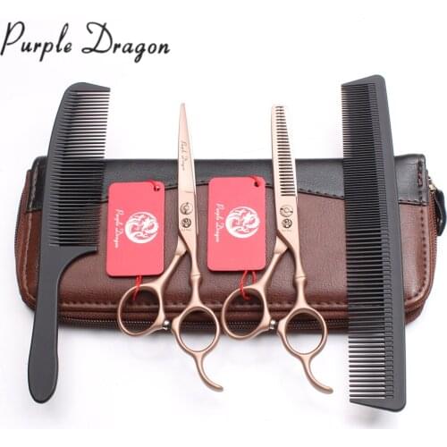 1Pair 6" 440C Purple Dragon Hair Scissors Cutting Scissors Thinning Shears Professional Hairdressing Scissors Haircut Set Z9030