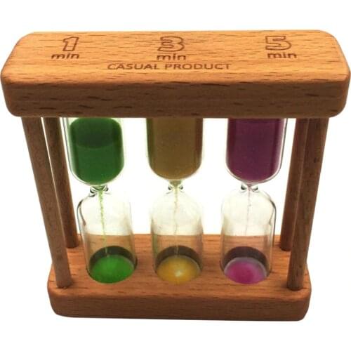 3 in 1 1+3+5 Minute Hourglass Wood Glass Sand Timer For Kitchen Cooking European creative wood metal rotating hourglass timer